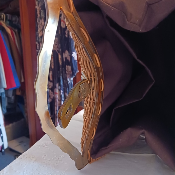 Vintage Rattan Bag with Double Lucite Handles - Picture 8 of 16